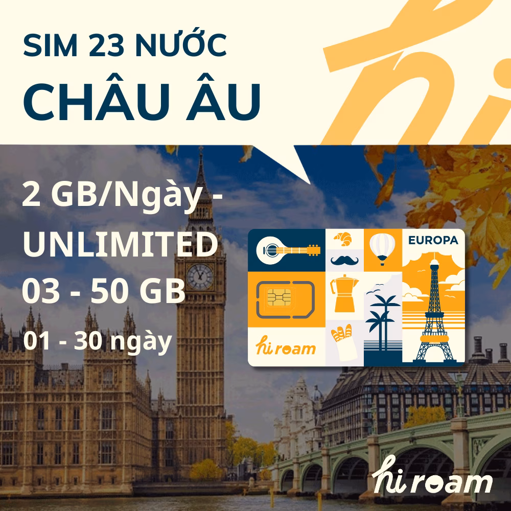 SIM Châu Âu 40 Nước